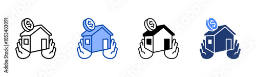 Real Estate icon set multiple style collection