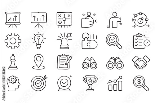 Management and Strategy Icons for Reports, Slides, and Analytics