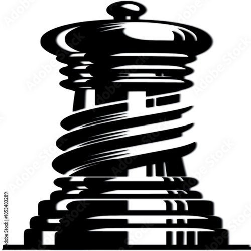 Salt Grinder Illustration: A sleek, monochrome illustration of a salt grinder, showcasing its classic design and functionality.