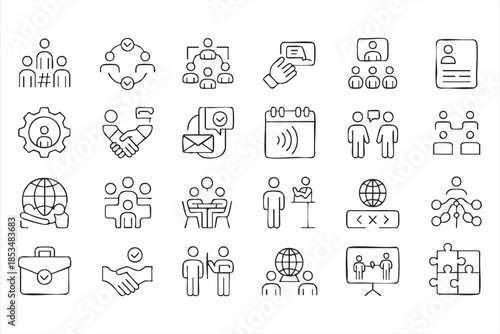 People Network and Partnership Icons for Corporate Dashboards