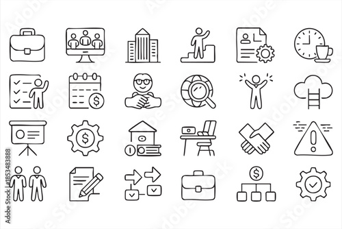 Business Workflow and Management Icons for Presentations