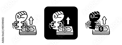 Freedom  Solid color and black line drawing vector illustration set