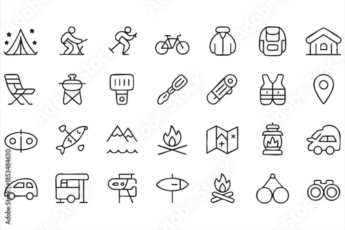 Hiking, Backpacking, and Camping Icons for Outdoor Design Projects