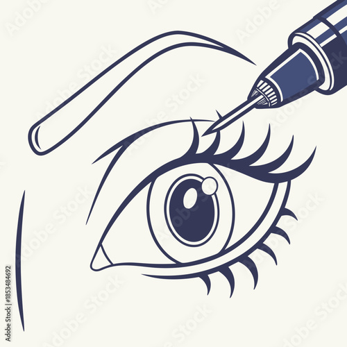 Eye and Eyebrow Being Treated With a Tattoo Pen