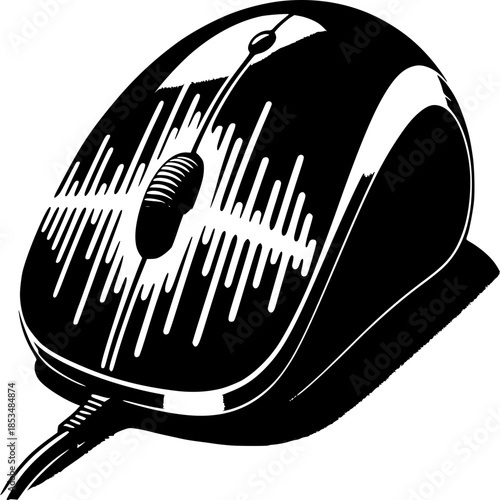 Digital Navigator: Sleek computer mouse, depicted in monochrome, symbolizes intuitive control and the digital world, evoking the essence of modern technology and seamless interaction.