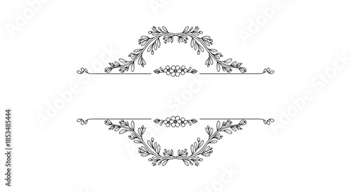 Elegant vintage-style text divider or frame made from hand-drawn floral branches, creating a beautiful space for a monogram or title.