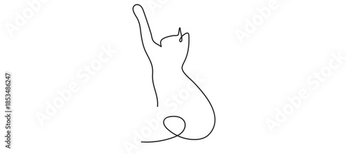 Simple line art illustration of an animal sitting on its haunches and reaching upwards