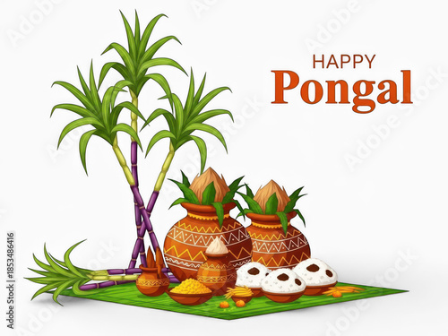 Pongal festival celebration elements isolated on transparent background