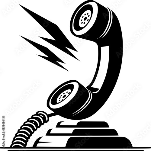 Communication in Crisis: A classic telephone receiver emits striking lightning bolts, symbolizing urgent calls or emergency situations and the essential nature of communication in times of need.