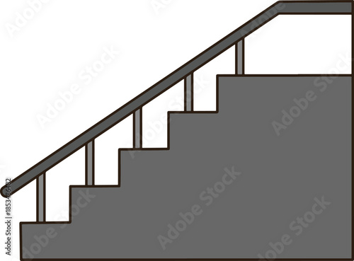 A dark gray staircase with handrails and a handrail.