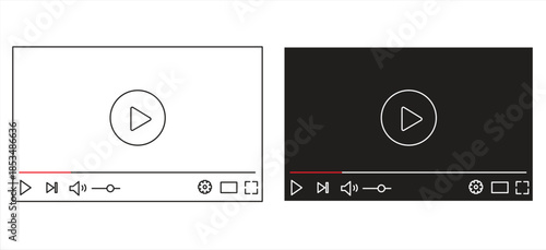 Desktop web video player, social media multimedia player, online video playback window with navigation icons, modern social media video player interface template for web and mobile applications – for 