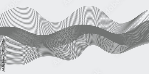Abstract vector background with grey wavy lines