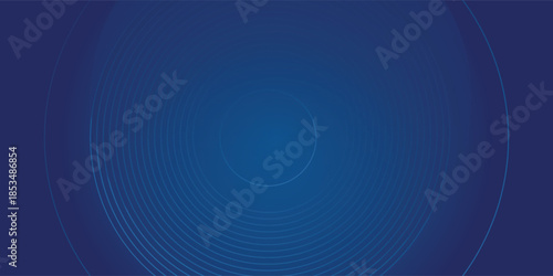 Dark blue abstract vector background with bright and elegant glowing circle lines stacked together, 3D cover of business presentation banner or night party. modern
