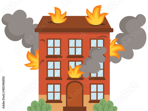 Illustration of a Burning Building