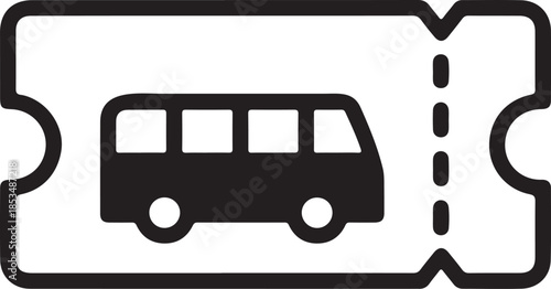 Black bus ticket icon isolated on for travel