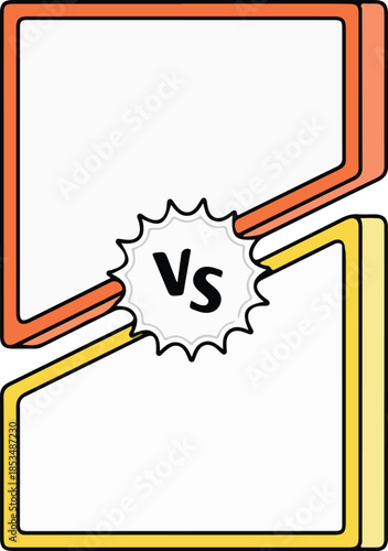 Vs comparison symbol with orange and yellow squares on white