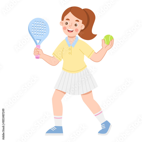 Illustration of Woman Playing Padel Tennis