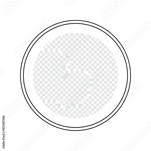 Minimalist Circular Frame Illustration with Transparent Checkerboard Pattern for Image Placeholder, Web Design Elements, and User Interface Templates