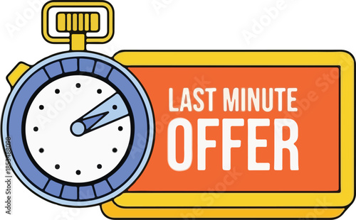 Colorful last minute offer with stopwatch on