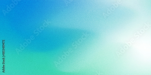Amazing Blue Green Blur Gradient With Grainy Noise Texture. Abstract Turquoise Mesh and Dynamic Flow Background