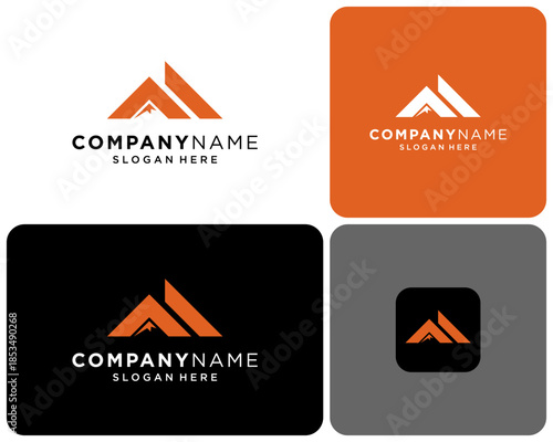 Abstract Letter F Geometric Mountain Hill Peak Summit Simple Modern Vector Logo Design Illustration