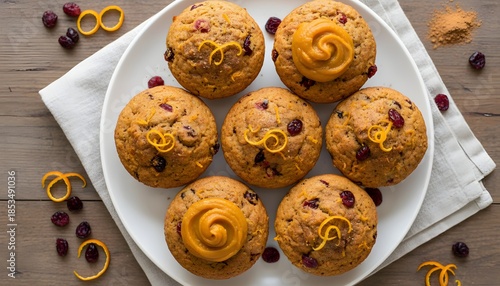Cranberry Orange Muffins Decorated with Frosting