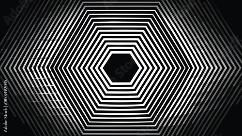 Abstract optical illusion hexagon design with lines and transparency for versatile projects