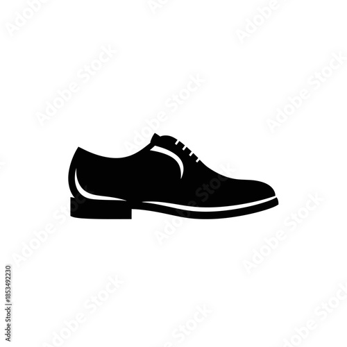 Elegant black silhouette of a classic men's dress shoe, an ideal vector icon for fashion design, business graphics, and formal attire representation in various digital projects