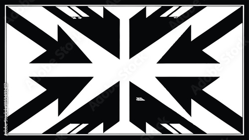 Abstract vector illustration of intersecting black arrows pointing toward the center