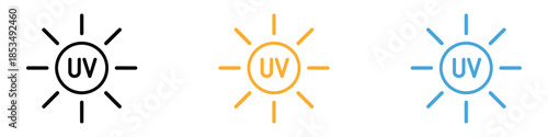 UV icon vector. Ultraviolet radiation sun, environmental awareness symbol. vector illustration.