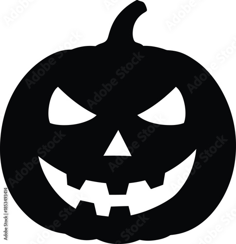 Scary orange jack o lantern with a spooky smile and glowing light for a dark Halloween celebration in the autumn season isolated on black