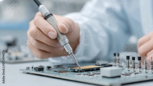 Technician Assembling Microprocessor on Circuit Board in Modern Technology Environment 4k video footage