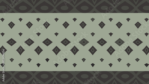 Geometric pattern in olive green and dark gray creates a seamless repeating background