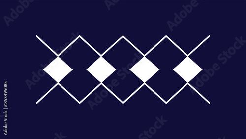 Minimalist geometric pattern of white diamonds and lines on a deep blue background