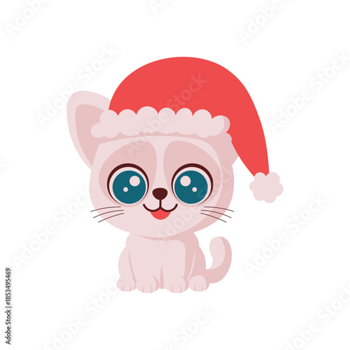 Adorable Kitten in Santa Hat