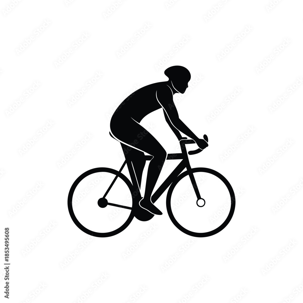 Obraz premium people riding bicycle. cyclist side view