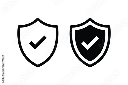 Shield with check mark icon vector