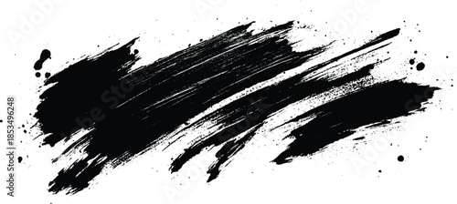 Black ink splashes, Grungy black ink splatters create a dirty, textured border design, Black Paint Stroke Texture illustration