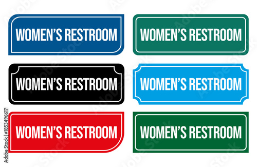 Women's Restroom Signs: Array of informative sign with various design. Designed to clearly indicate the location of women's facilities. 