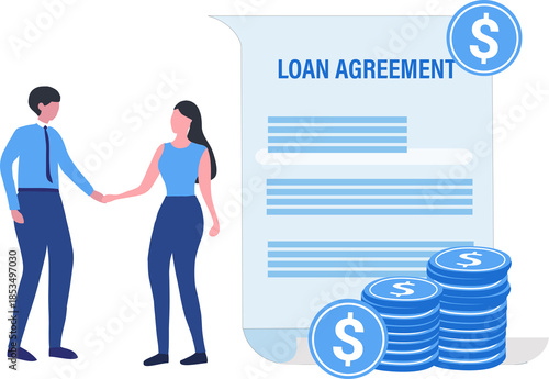 Approved Loan concept. Online banking services. Man getting a loan on smartphone app.	
