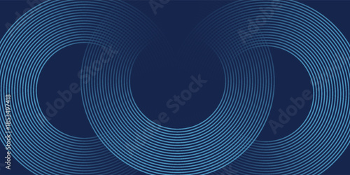 Abstract blue glowing geometric lines on dark blue background. Modern shiny blue circle lines pattern. Futuristic technology concept. Suit for cover, poster, banner eps 10.