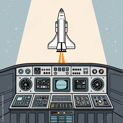 Crisp Minimalist Space Shuttle Control Panel High-Quality Stock Image