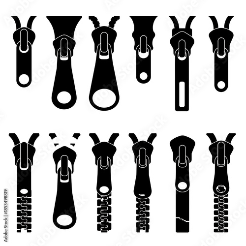 Various zipper icons in different states and styles