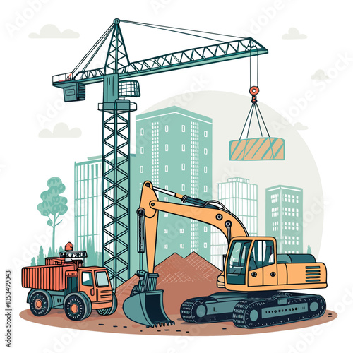 Elegant Construction Site Equipment Premium Digital Asset
