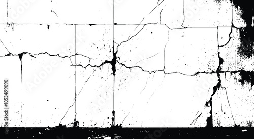 Wall fragment with attritions and cracks stock photo