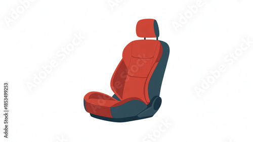 Modern red and grey car seat with comfortable design isolated on a white background
