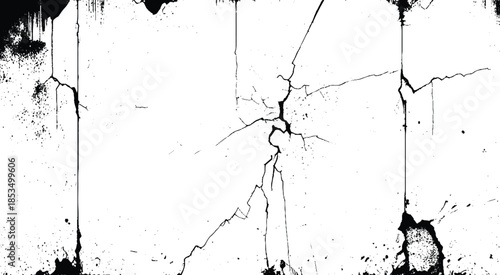 Cracks in the concrete wall isolated on white background. Abstract Overlay. Wall Background. 