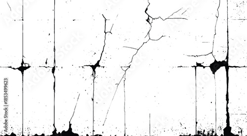 Cracks on the concrete wall. Cracks isolated on white background. Texture for overlay.  Wall Background. For designers to apply texture cracks to objects. Vector eps10