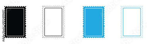 Logotype Postal stamp icon isolated on white background. Colorful stamp templates for design and branding purposes. 