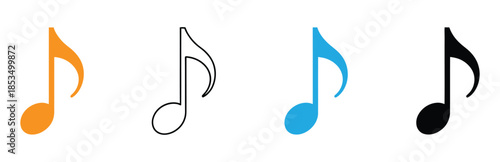 Single Music Note Icon. Music Note Symbol. Vibrant musical notes. Musical Note Icon, Melody Note Icon. 